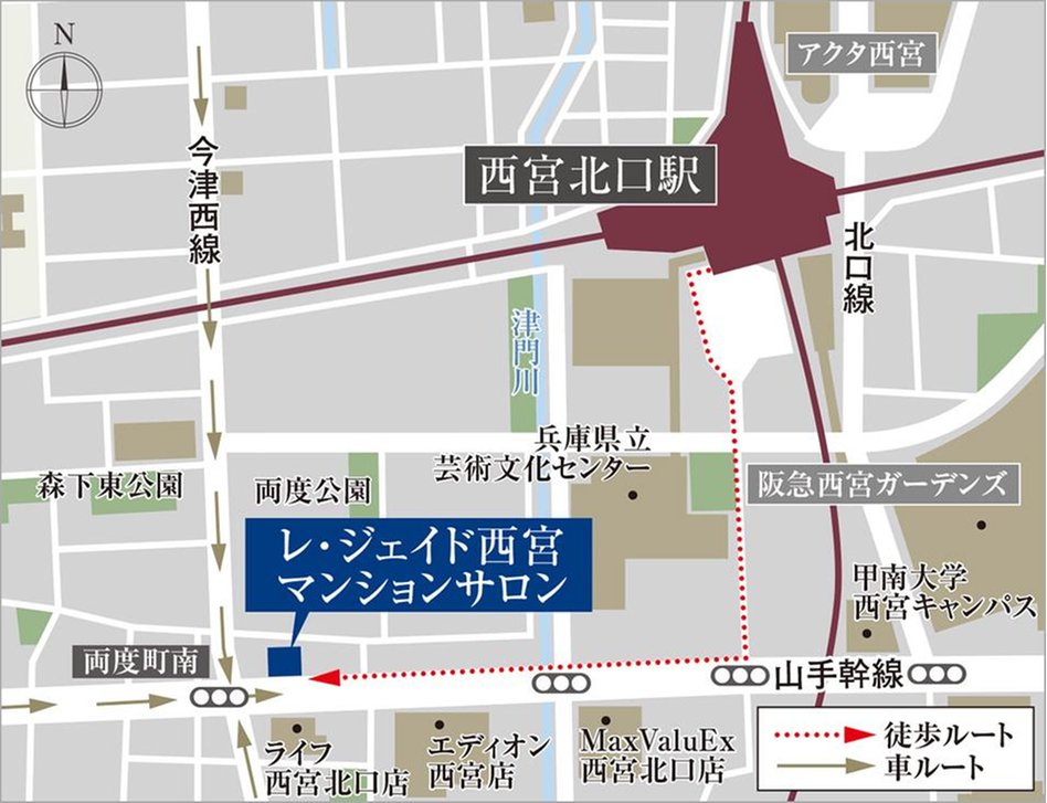 レ・ジェイド甲子園口の現地案内図