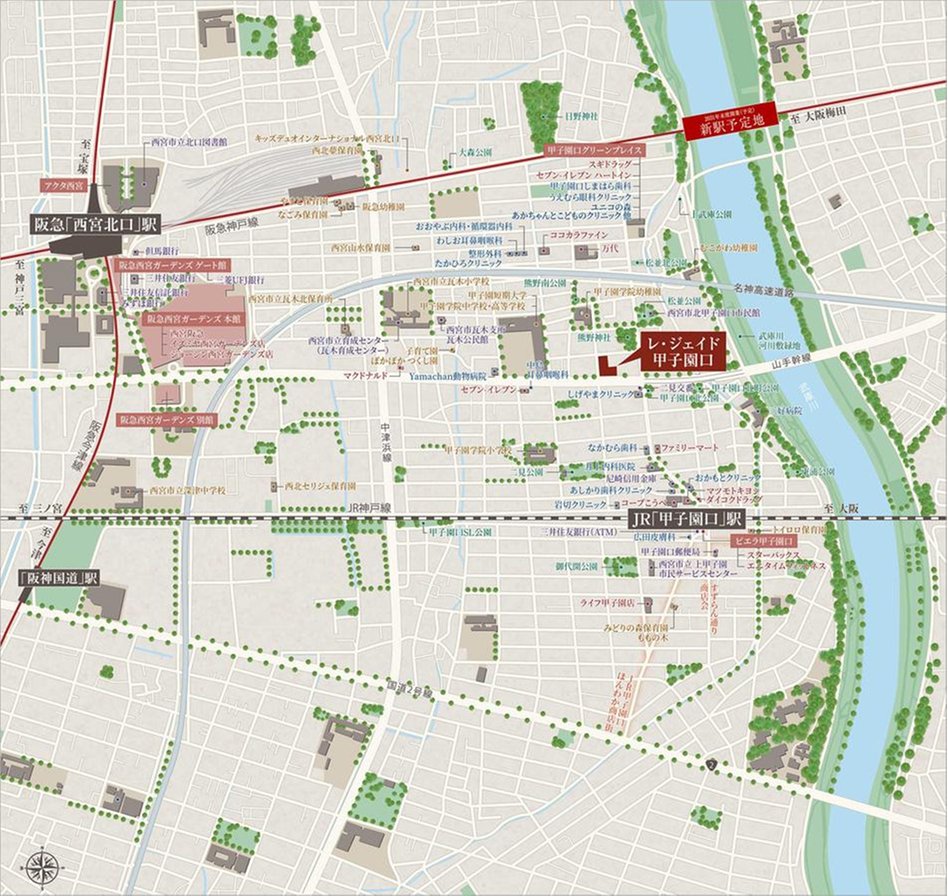 レ・ジェイド甲子園口の現地案内図