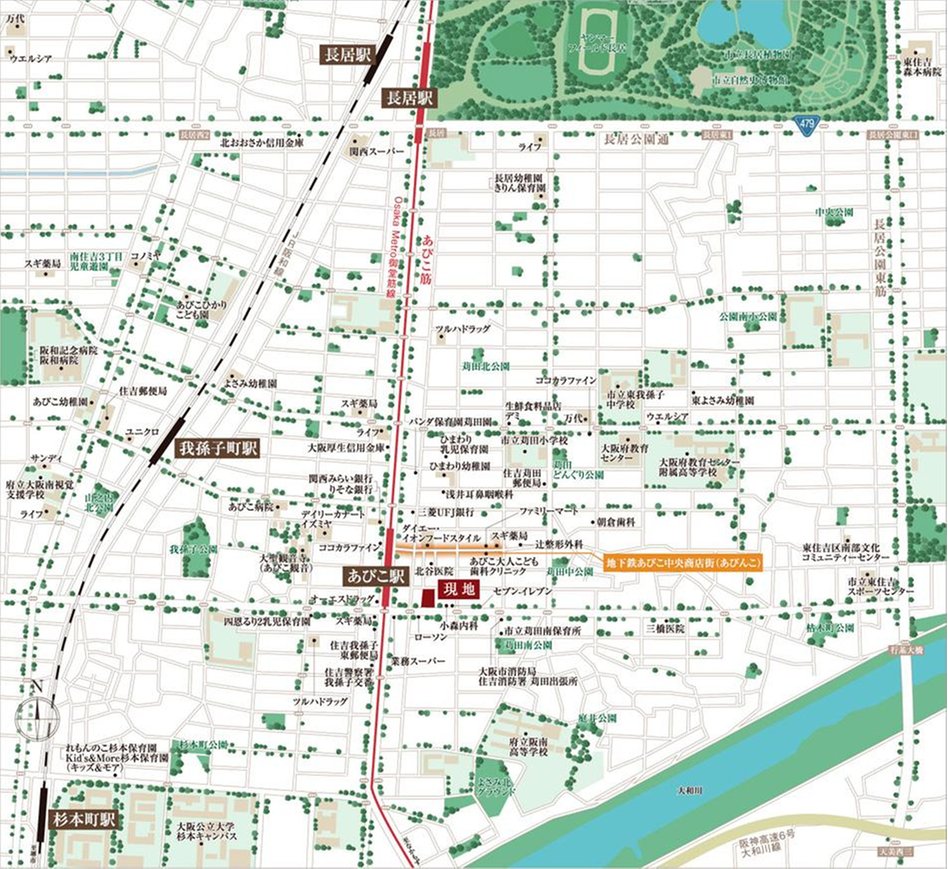 ローレルコートあびこBAUSの現地案内図
