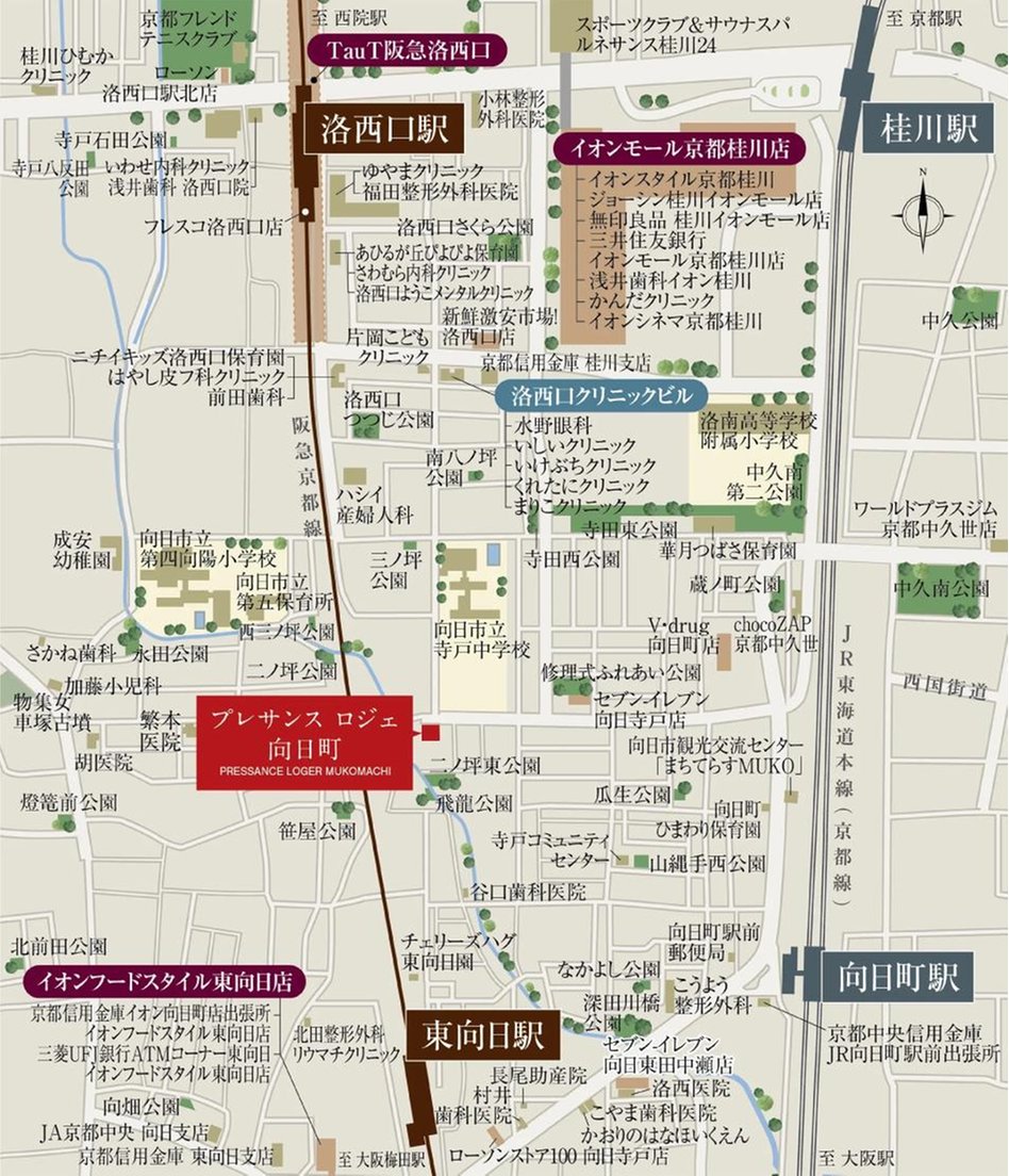 プレサンス ロジェ 向日町の現地案内図