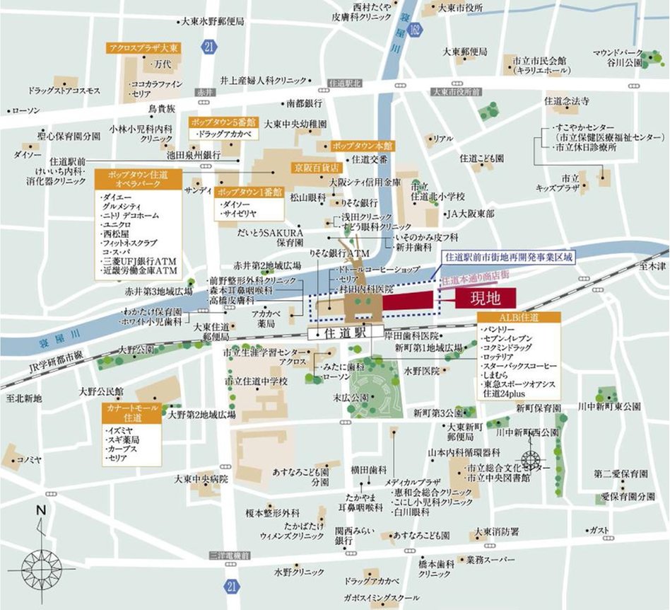 ファインレジデンス住道駅前(すごい駅前プロジェクト)の現地案内図