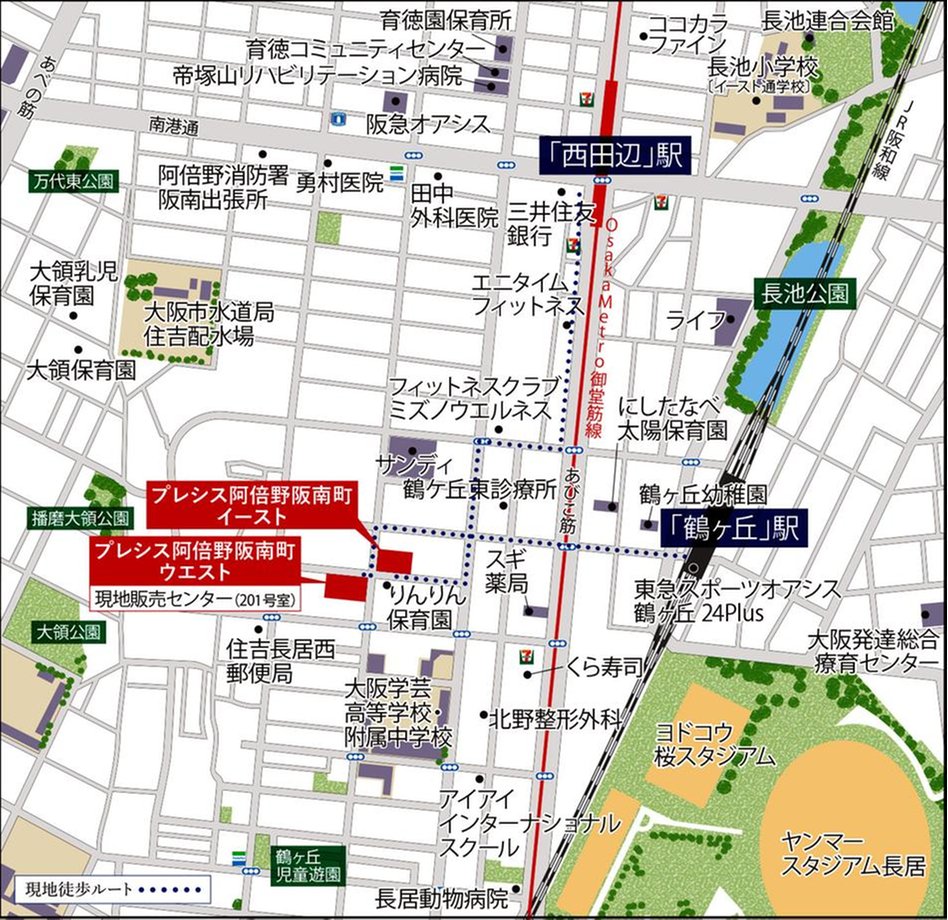 プレシス阿倍野阪南町の現地案内図