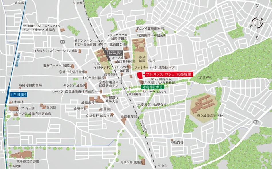 プレサンス ロジェ 京都城陽の現地案内図