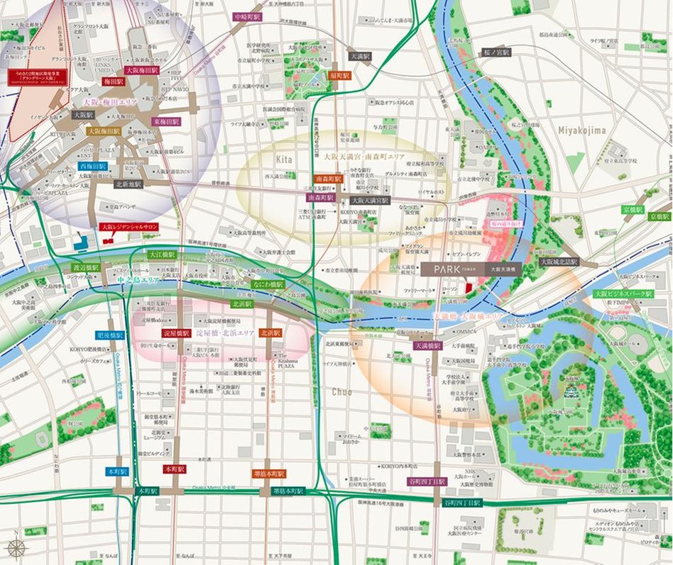 パークタワー大阪天満橋の現地案内図