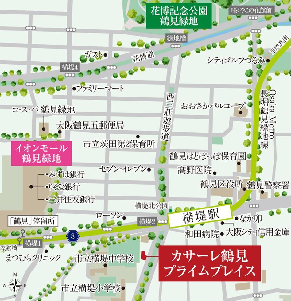 カサーレ鶴見プライムプレイスの現地案内図