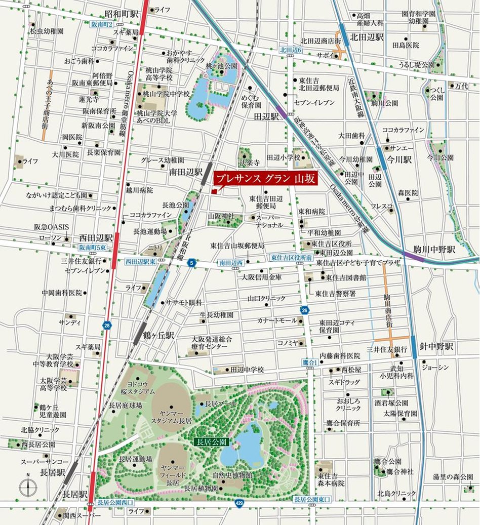 プレサンス グラン 山坂の現地案内図