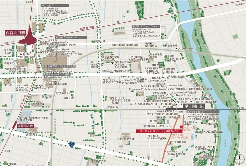 プレサンス ロジェ 甲子園口ルミエの現地案内図