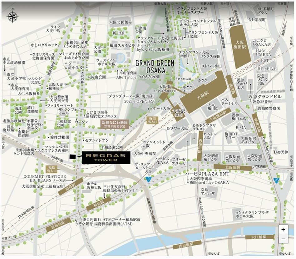 レグナスタワー新梅田の現地案内図
