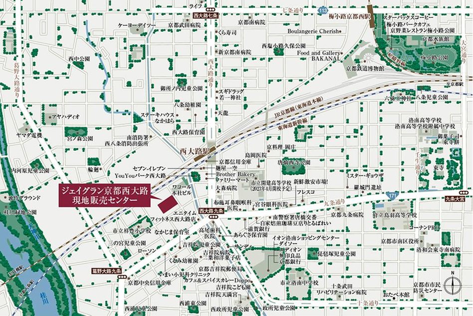 ジェイグラン京都西大路の現地案内図