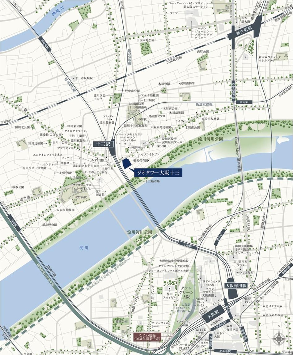 ジオタワー大阪十三の現地案内図