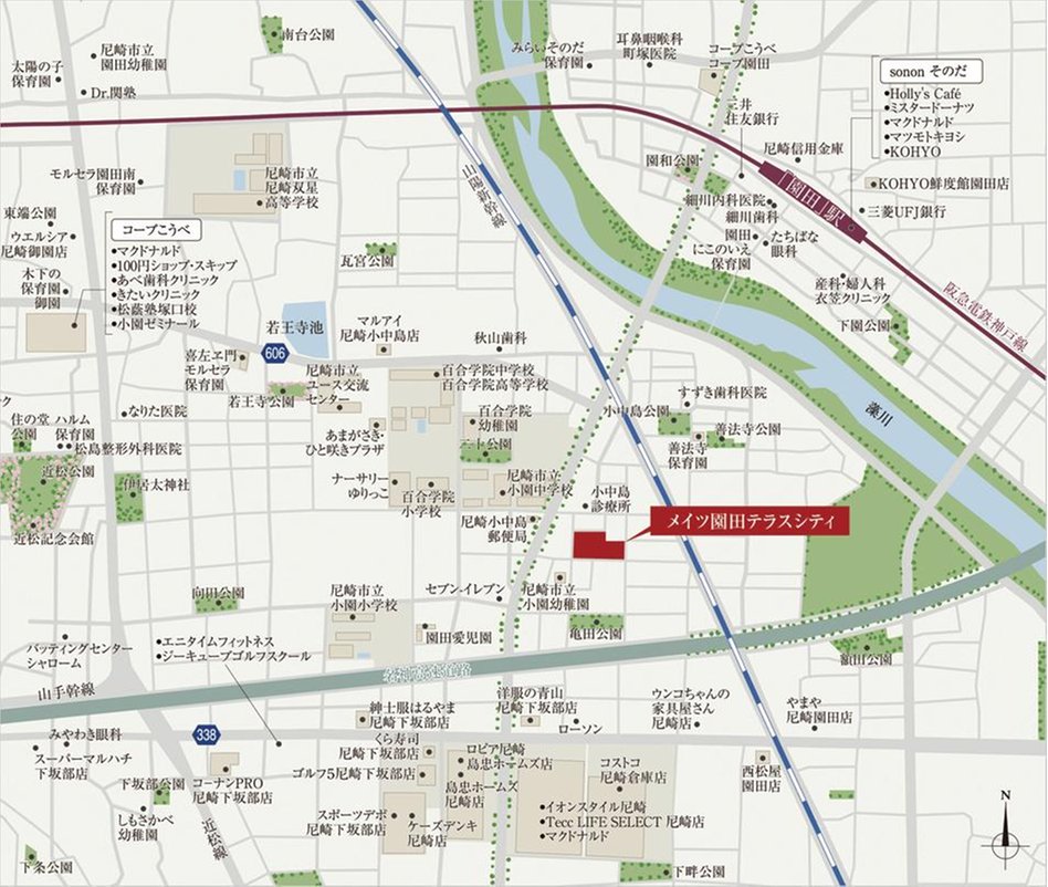 メイツ園田テラスシティの現地案内図
