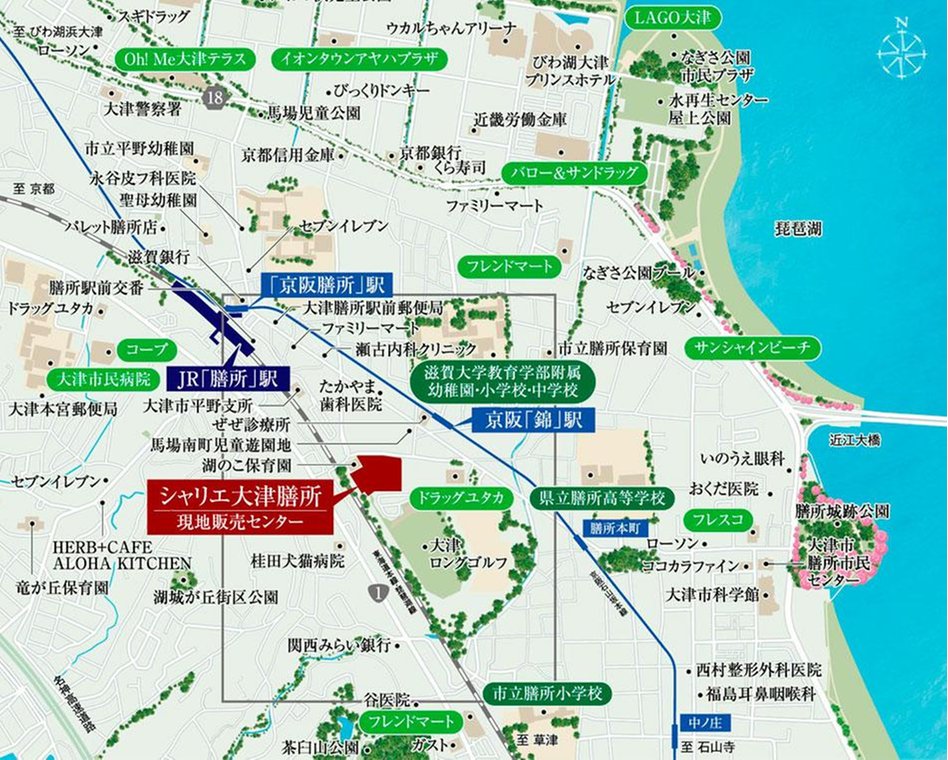 シャリエ大津膳所の現地案内図