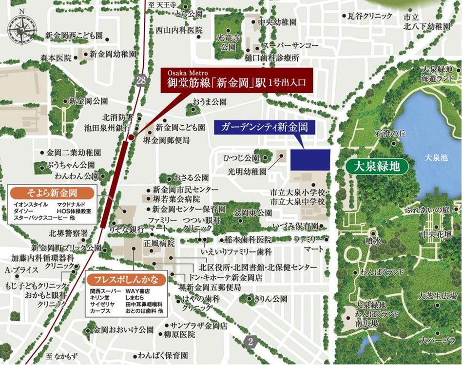 ガーデンシティ新金岡の現地案内図