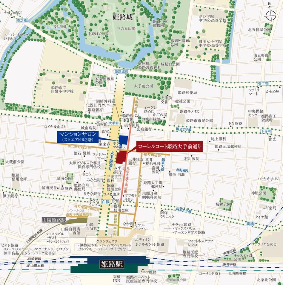 ローレルコート姫路大手前通りの現地案内図