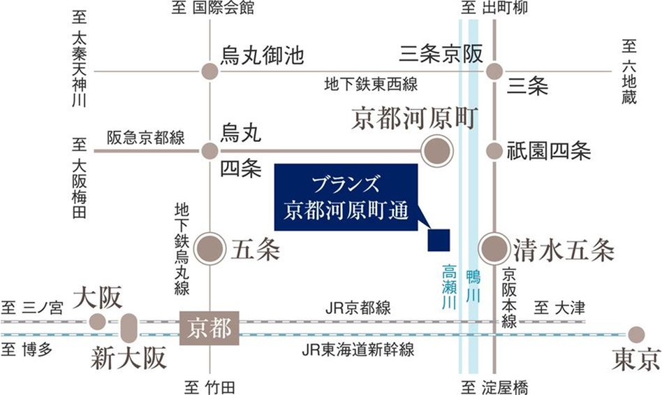 ブランズ京都河原町通の交通アクセス図