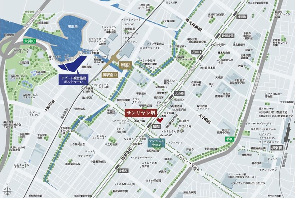サンリヤン堺の現地案内図