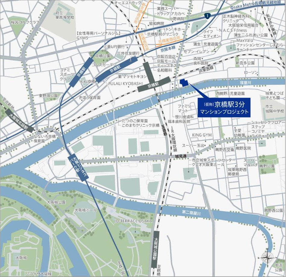 (仮称)京橋駅3分マンションプロジェクトの現地案内図