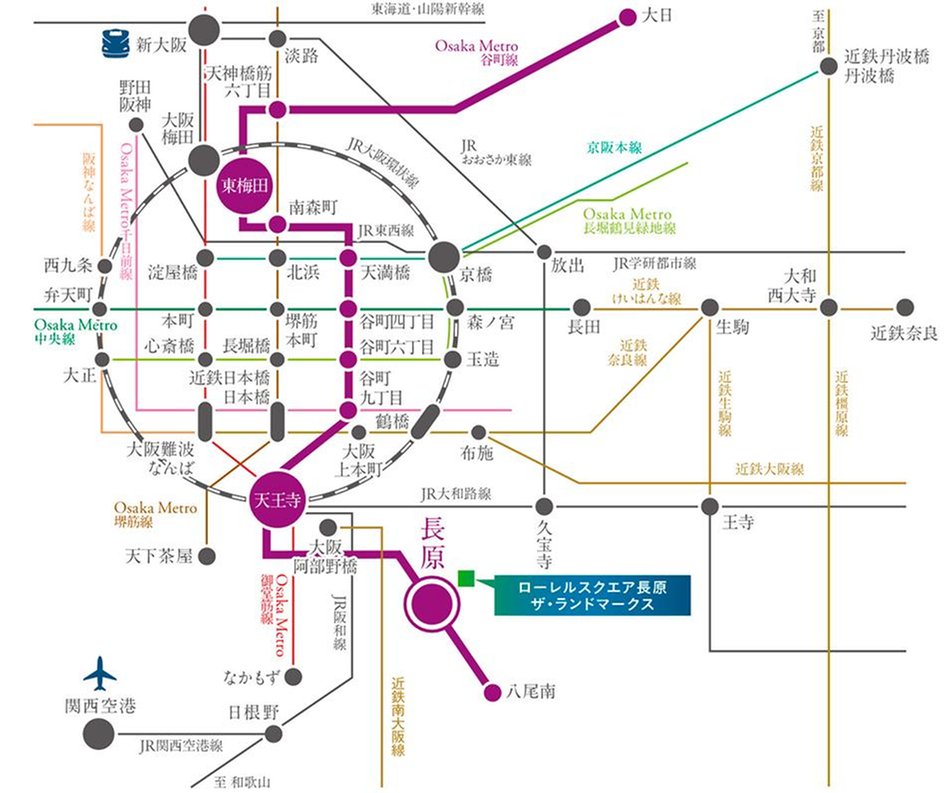 ローレルスクエア長原ザ・ランドマークスの交通アクセス図