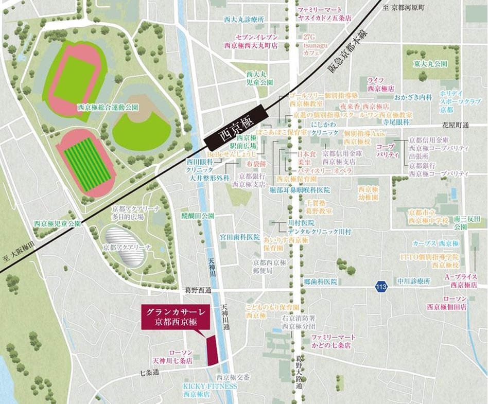 グランカサーレ京都西京極の現地案内図