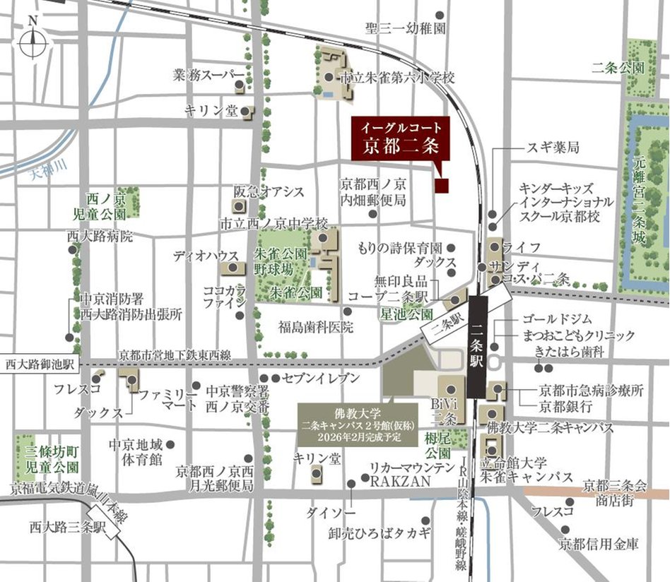 イーグルコート京都二条の現地案内図