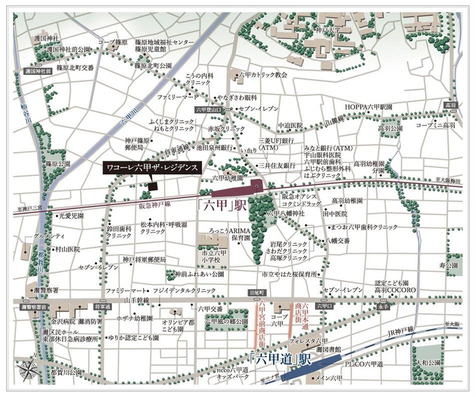 ワコーレ六甲ザ・レジデンスの現地案内図