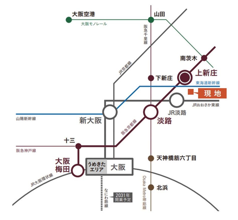 カサーレ上新庄ブライトマークスの交通アクセス図