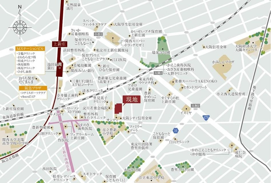 カサーレ上新庄ブライトマークスの現地案内図