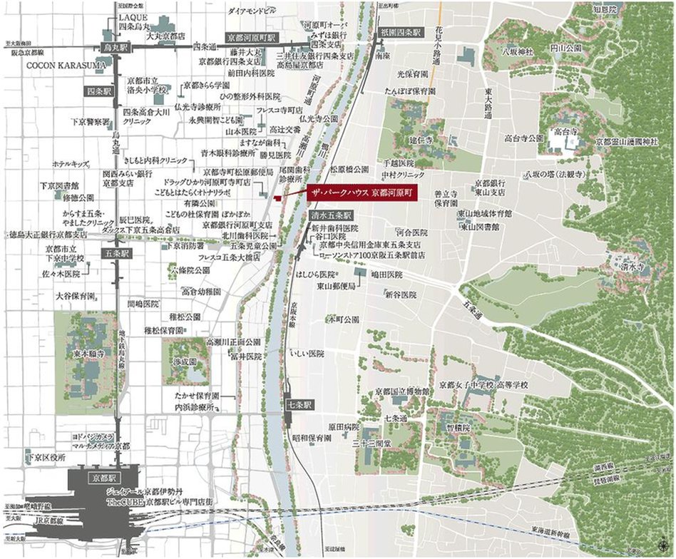 ザ・パークハウス 京都河原町の現地案内図