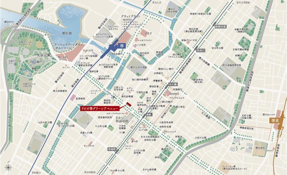 リビオ堺グリーンアベニューの現地案内図