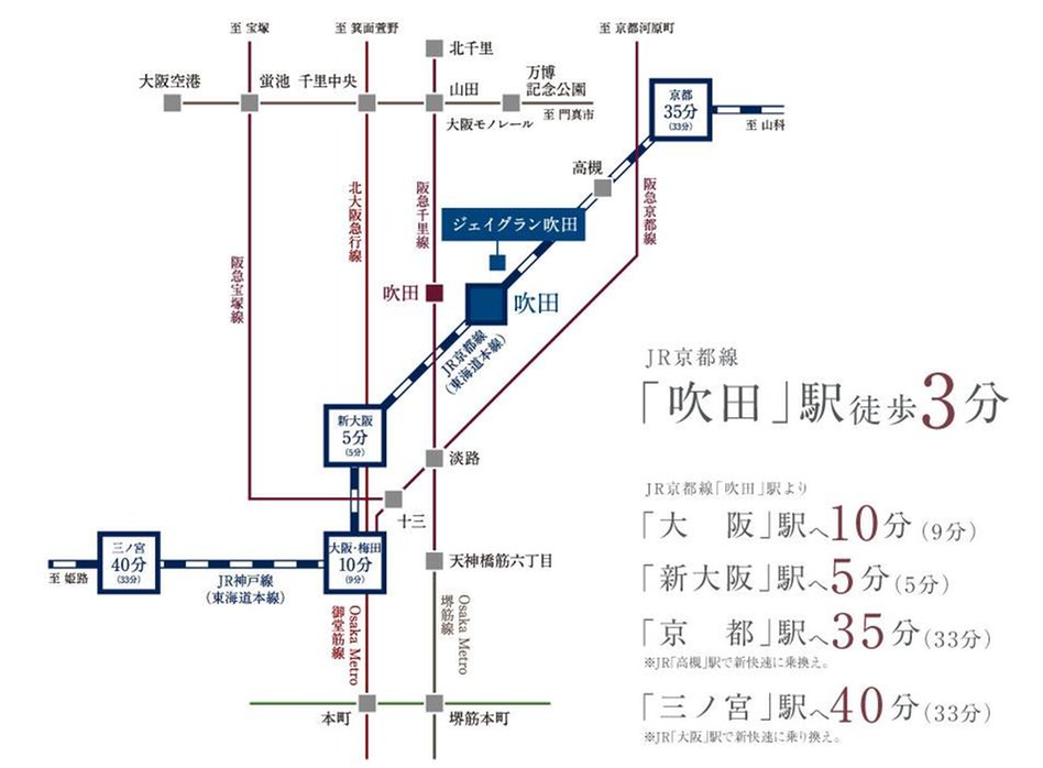 ジェイグラン吹田の交通アクセス図