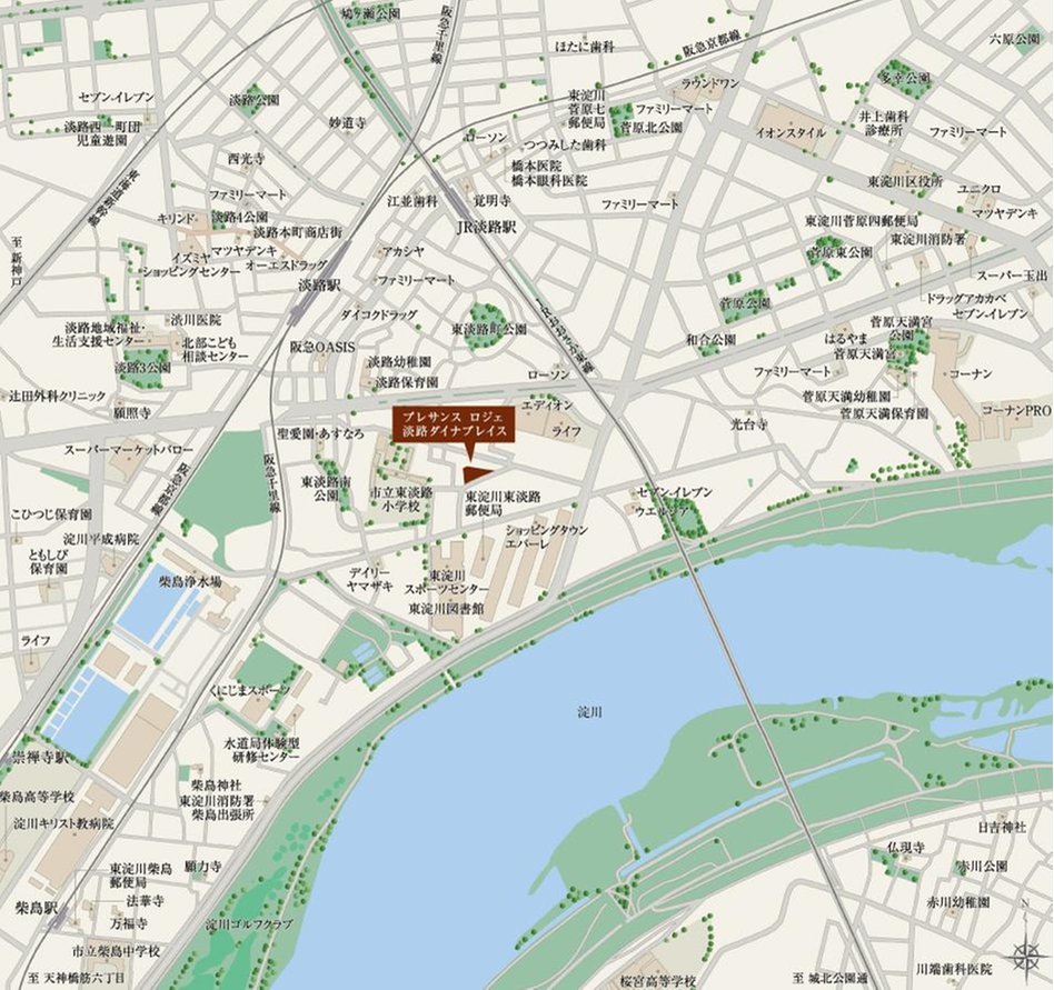 プレサンス ロジェ 淡路ダイナプレイスの現地案内図