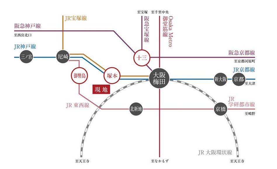 ブランニード塚本駅前の交通アクセス図
