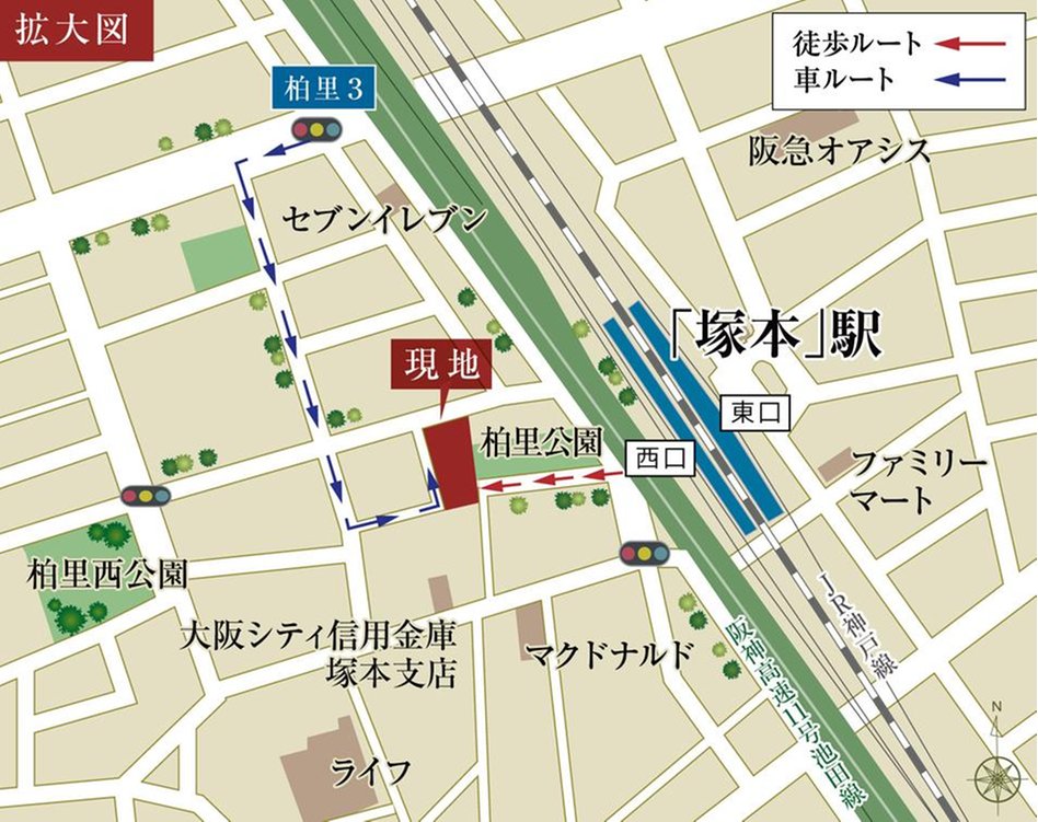 ブランニード塚本駅前の現地案内図