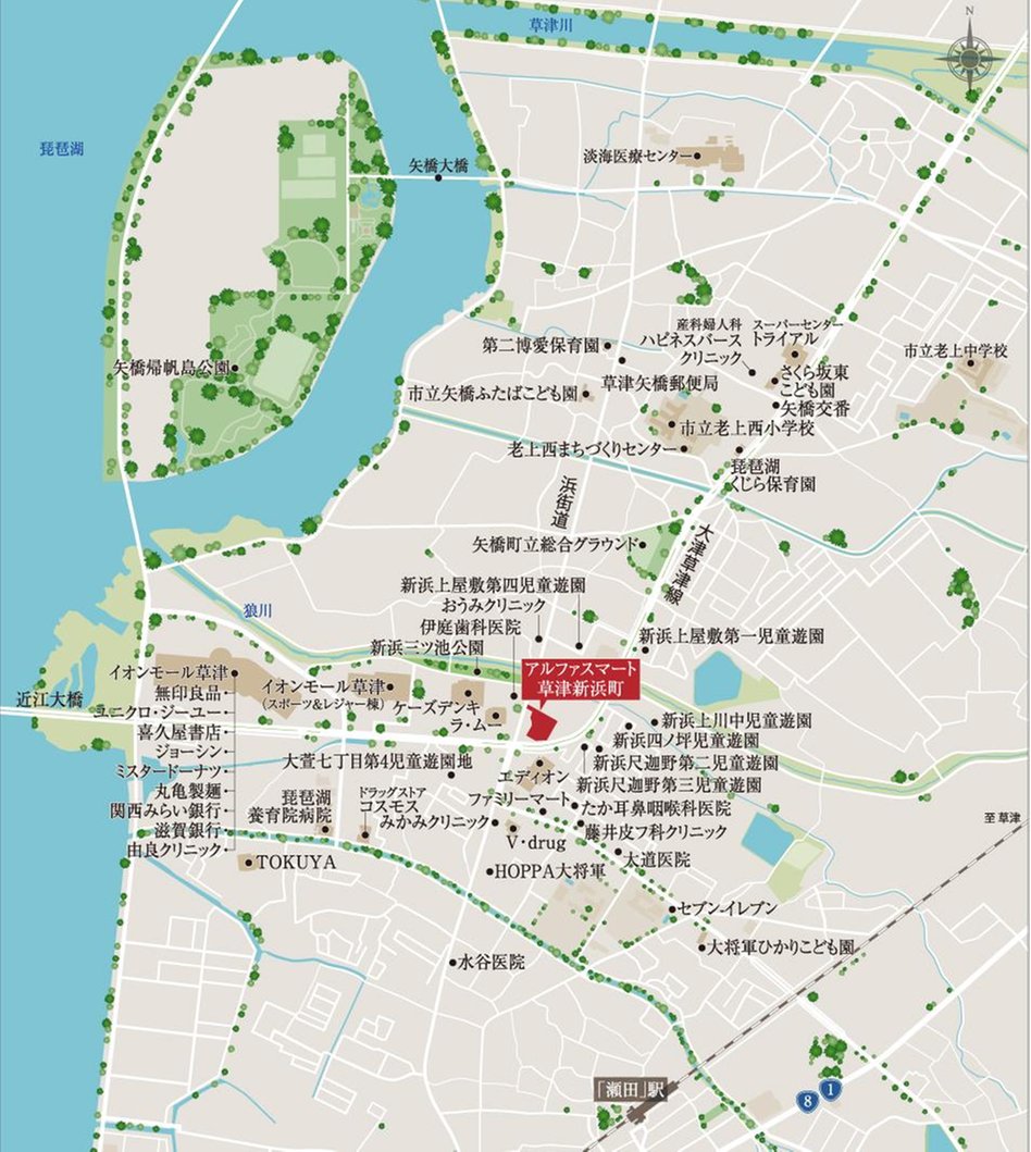 アルファスマート草津新浜町の現地案内図