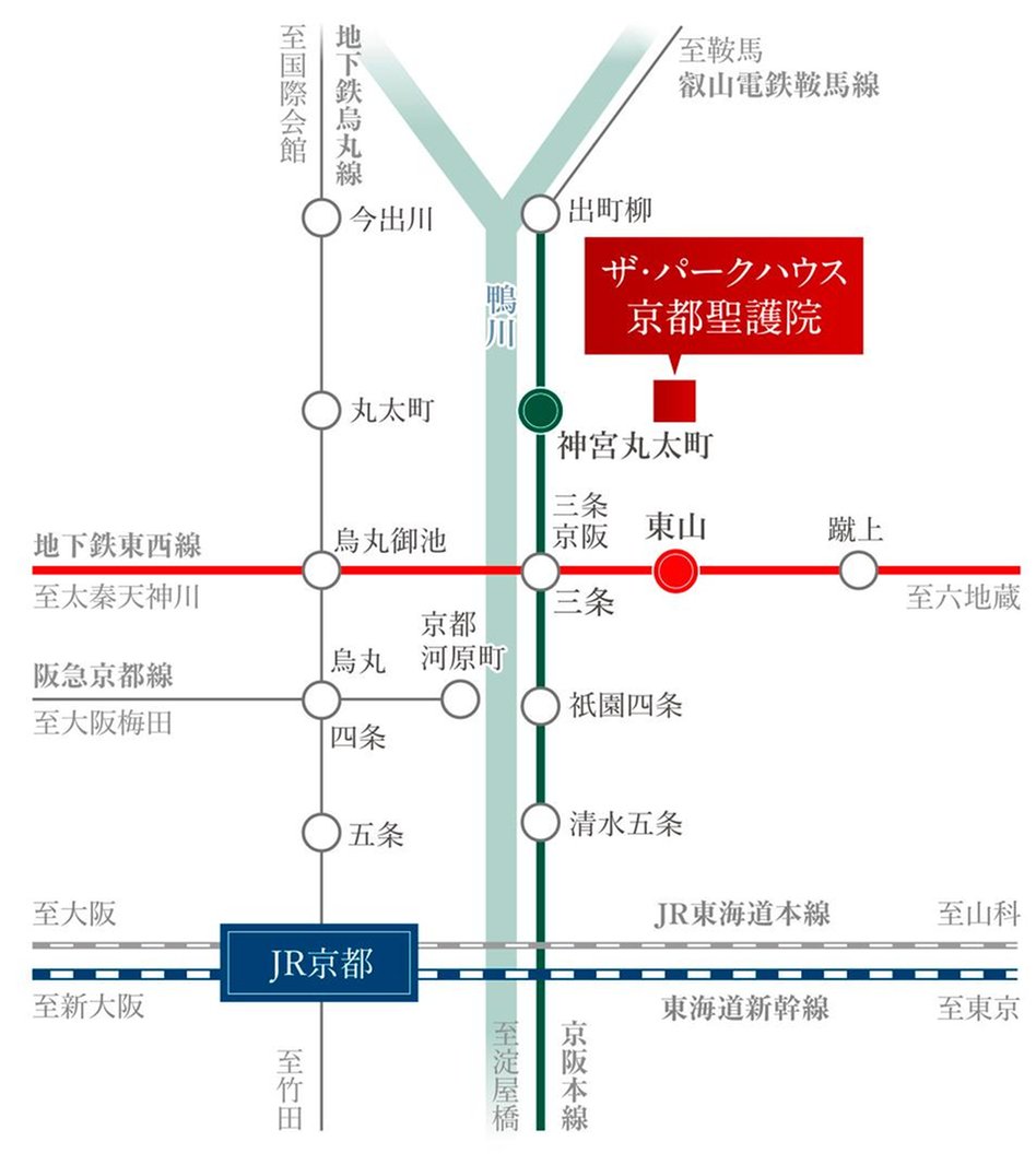 ザ・パークハウス 京都聖護院の交通アクセス図