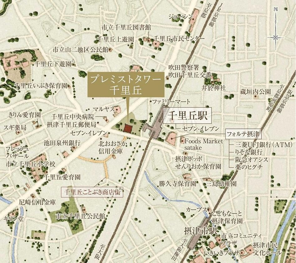 プレミストタワー千里丘の現地案内図