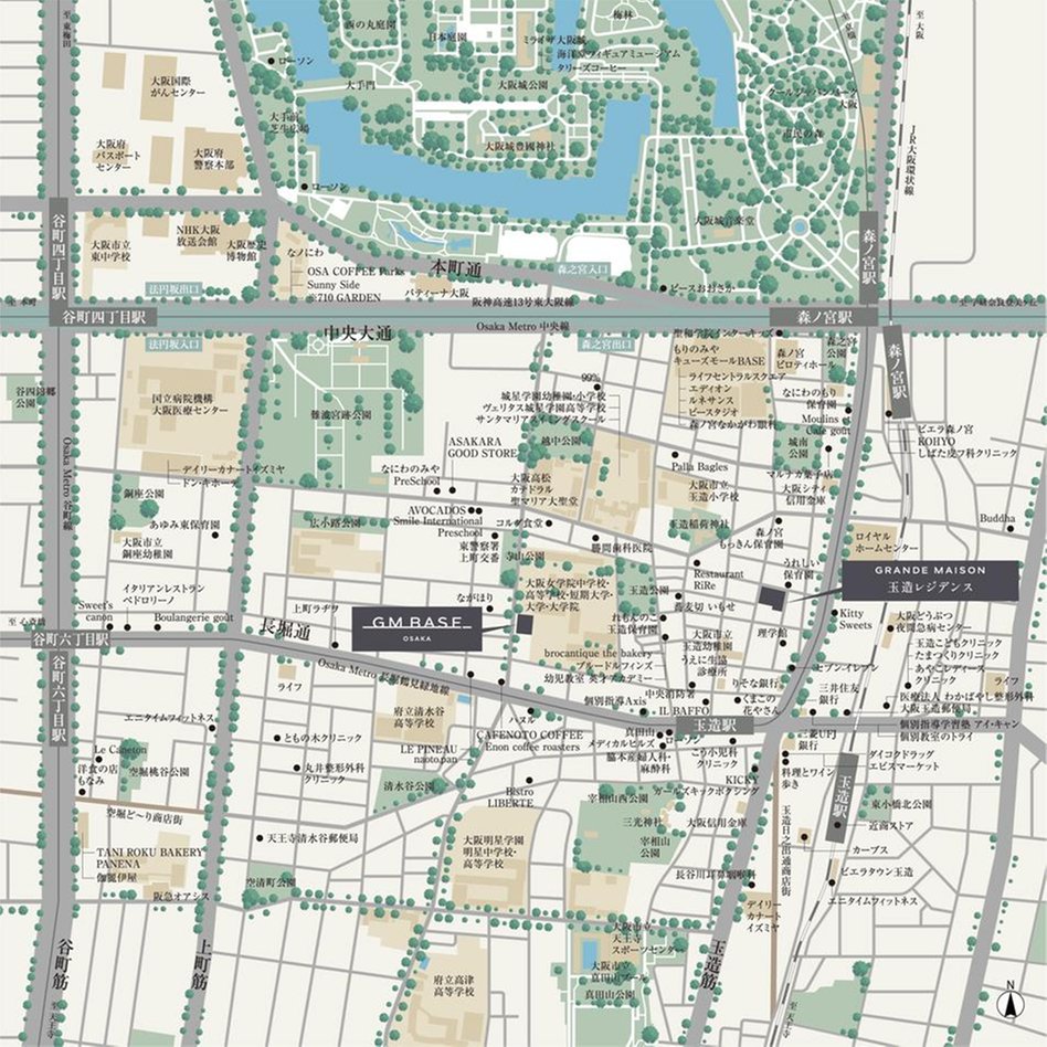 グランドメゾン玉造レジデンスの現地案内図