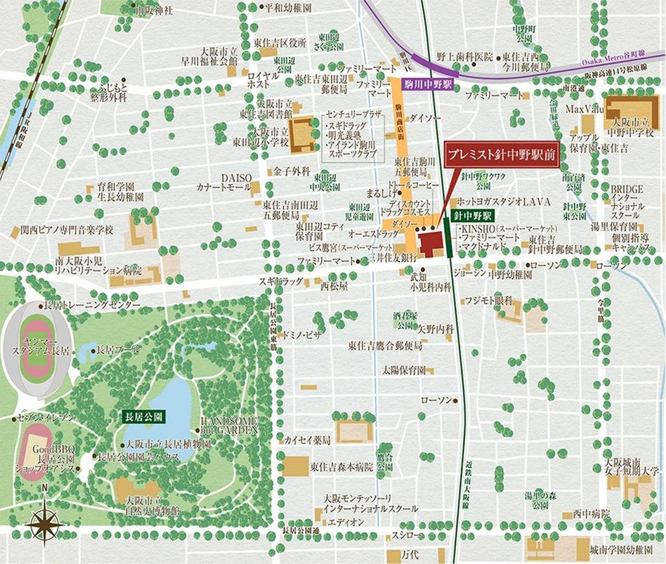 プレミスト針中野駅前の現地案内図