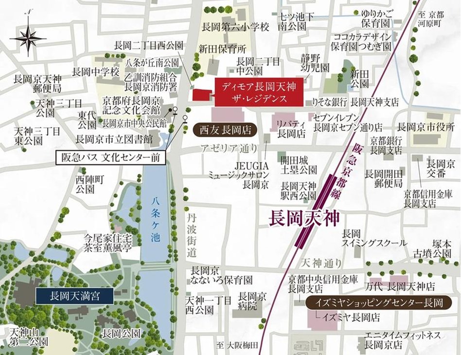 ディモア長岡天神ザ・レジデンスの現地案内図