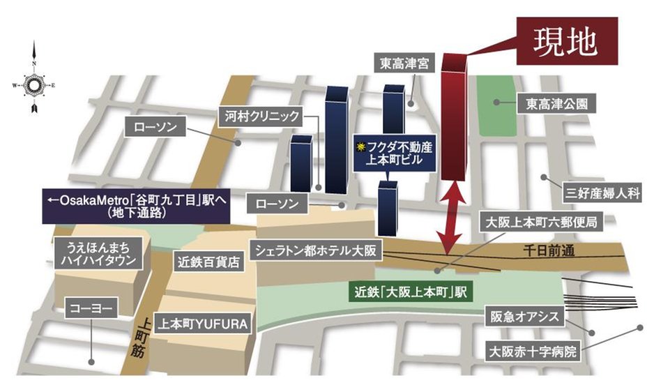 ピアッツァタワー 上本町EASTの現地案内図