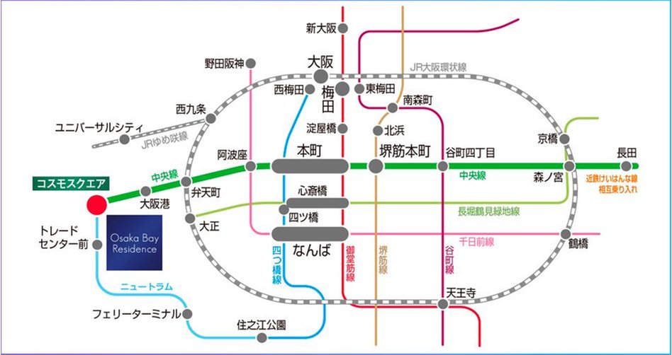 大阪ベイレジデンスの交通アクセス図
