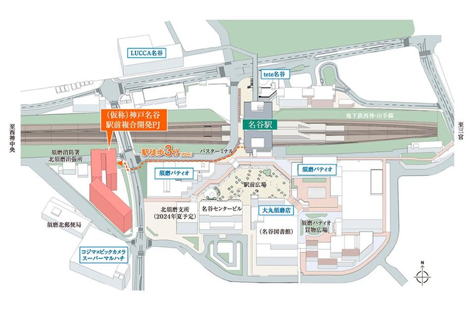 (仮称)神戸名谷・駅前複合開発PJの現地案内図