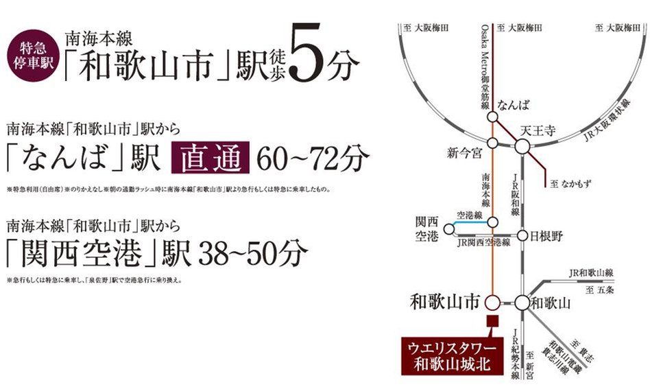 ウエリスタワー和歌山城北の交通アクセス図