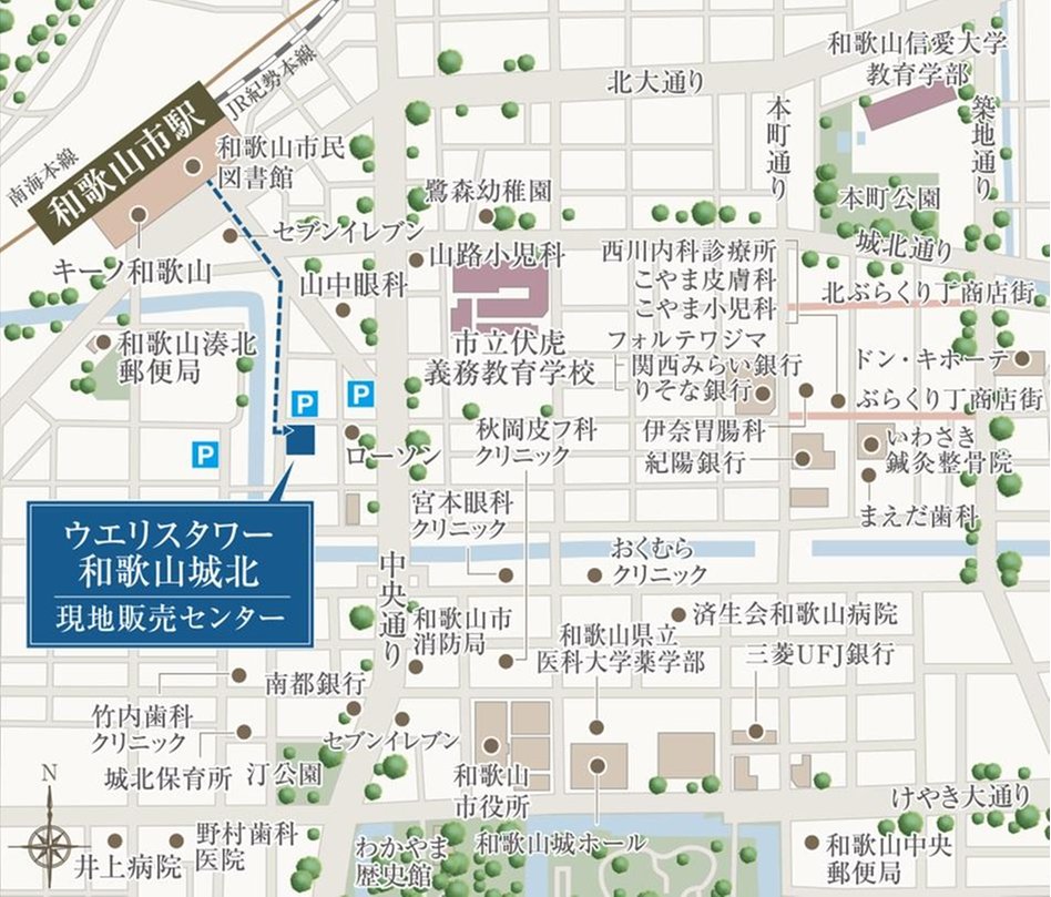ウエリスタワー和歌山城北の現地案内図