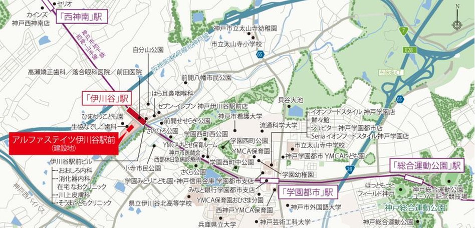 アルファステイツ伊川谷駅前の現地案内図
