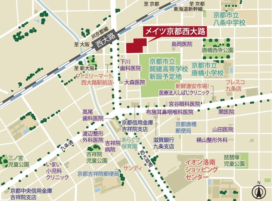 メイツ京都西大路の現地案内図