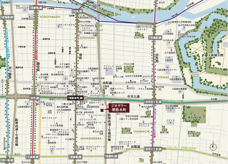 ジオタワー堺筋本町の現地案内図