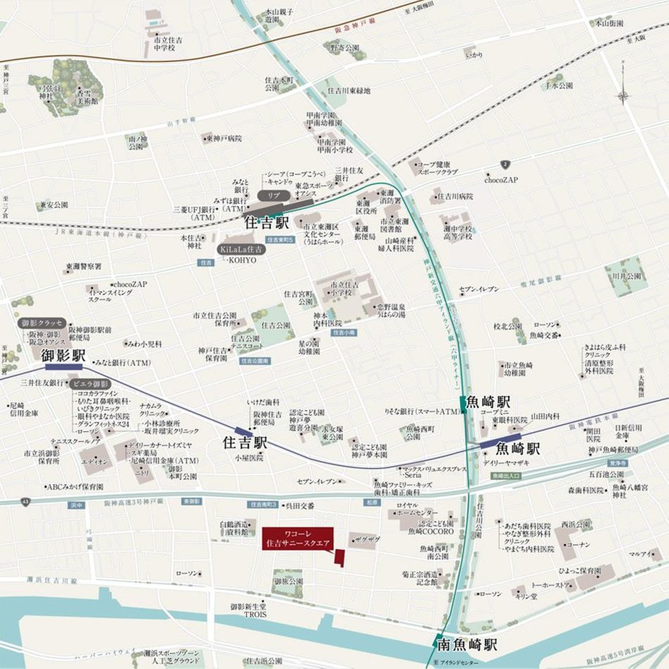 ワコーレ住吉サニースクエアの現地案内図