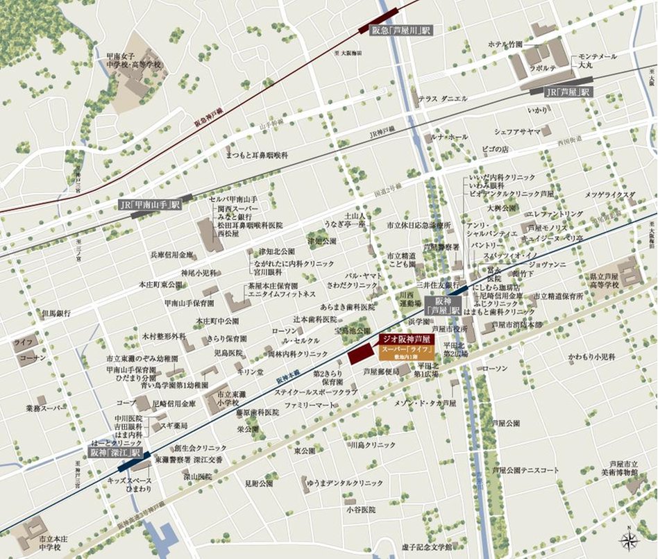 ジオ阪神芦屋の現地案内図
