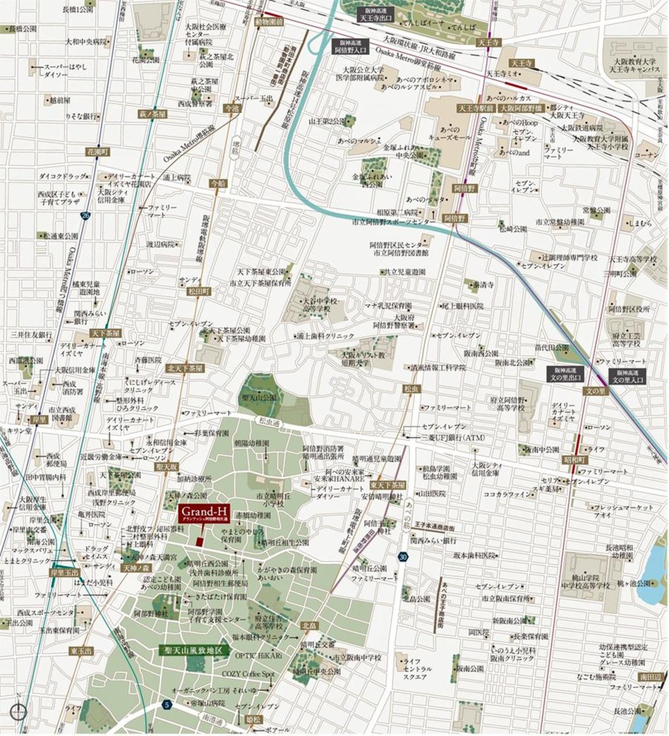 グランアッシュ阿倍野相生通の現地案内図